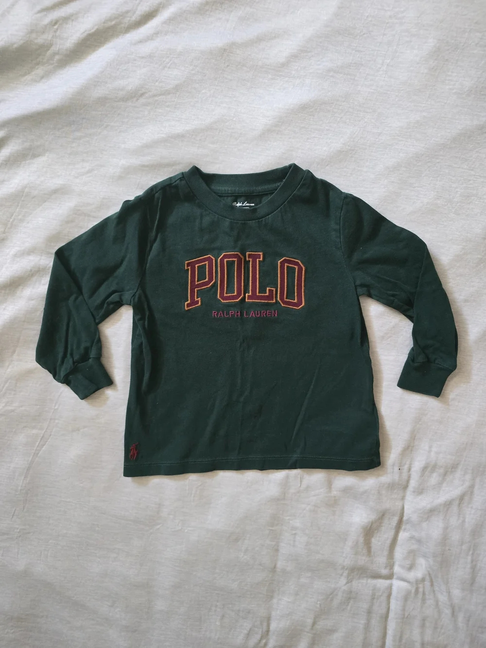 Polo Ralph Lauren Kids Green Long Sleeve Logo Applique T-Shirt - Size 18M